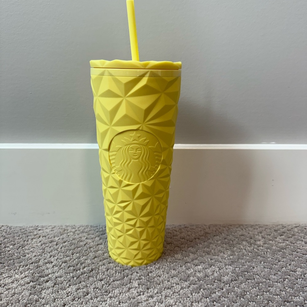 Starbucks Geometric Yellow Tumbler with Straw